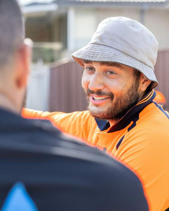 Cass with a self-employed tradie client
